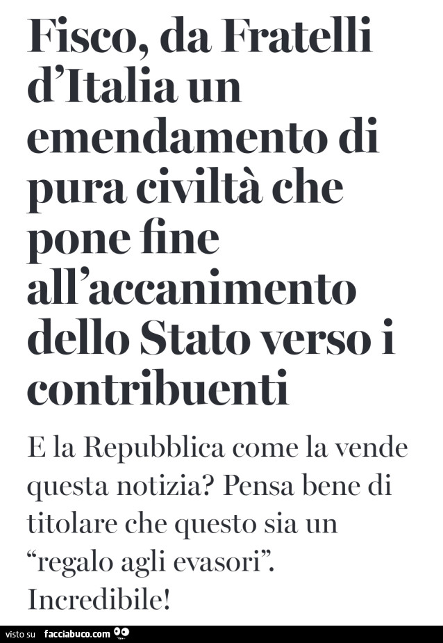 Fisco, da fratelli d'italia un emendamento di pura civiltà che pone fine all'accanimento dello stato verso i contribuenti