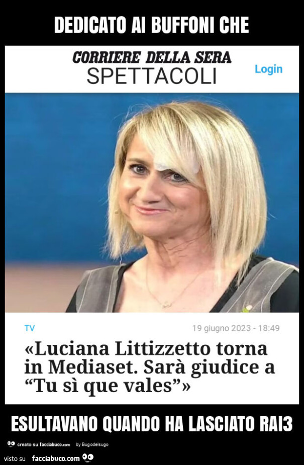 Dedicato ai buffoni che esultavano quando ha lasciato rai3