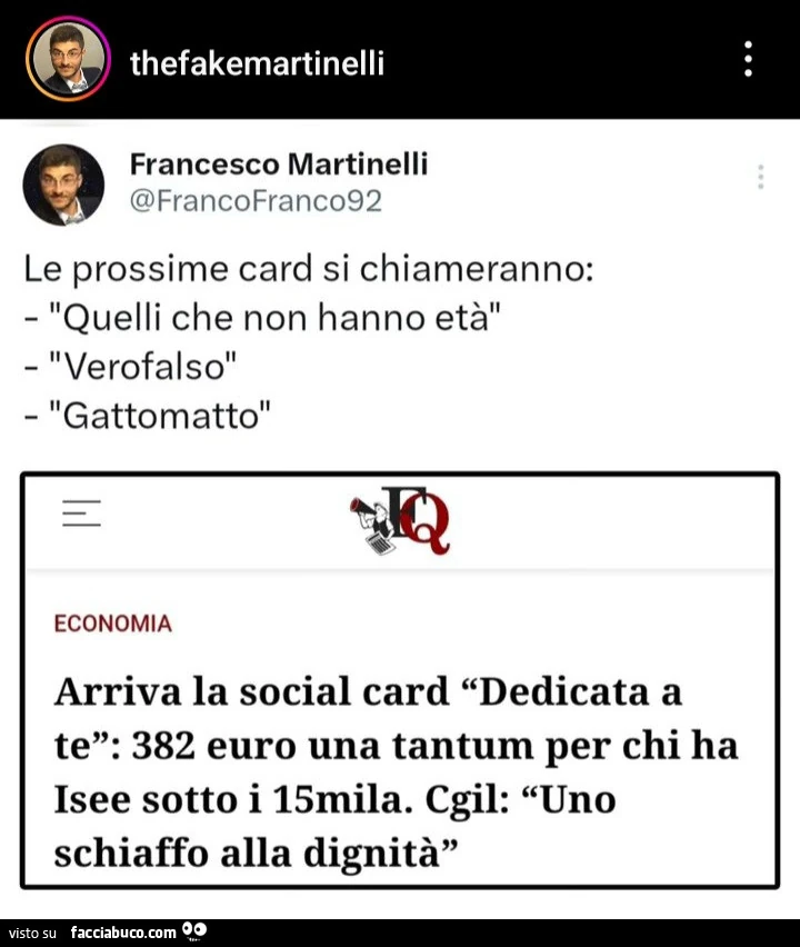 Le prossime card si chiameranno: quelli che non hanno età verofalso gattomatto