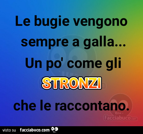 Le bugie vengono sempre a galla un po' come gli stronzi che le raccontano