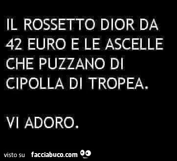 Il rossetto dior da 42 euro e le ascelle che puzzano di cipolla di tropea. Vi adoro