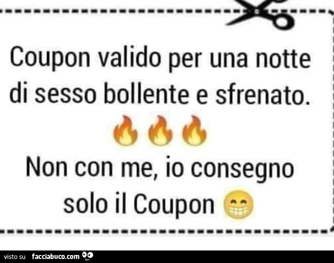 Coupon valido per una notte: di sesso bollente e sfrenato. Non con me, io consegno solo il coupon