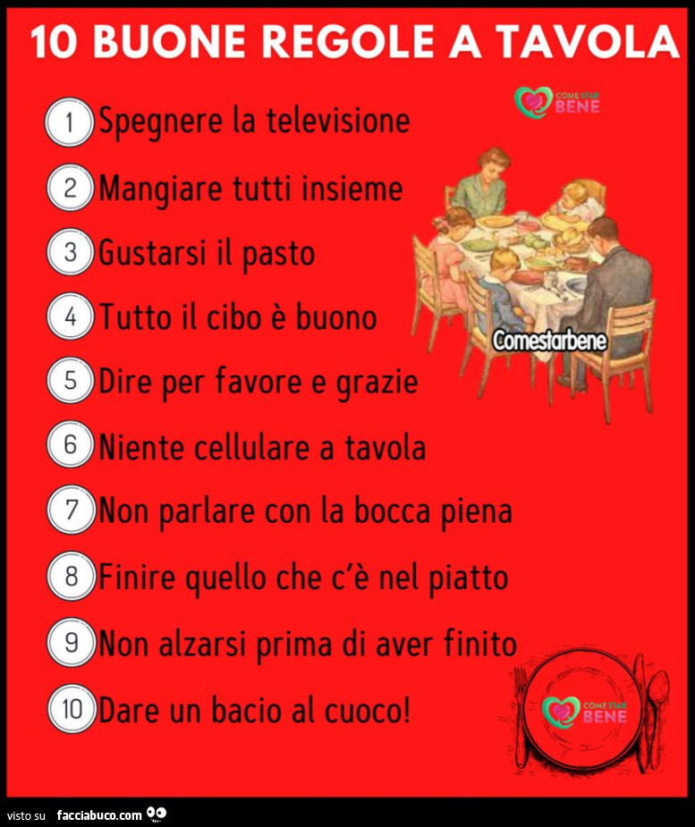 10 buone regole a tavola
