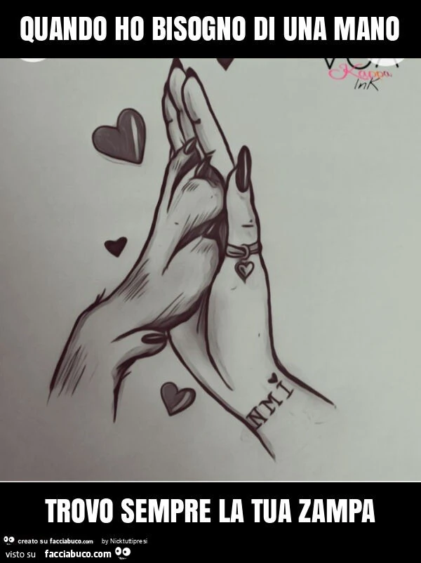 Quando ho bisogno di una mano trovo sempre la tua zampa
