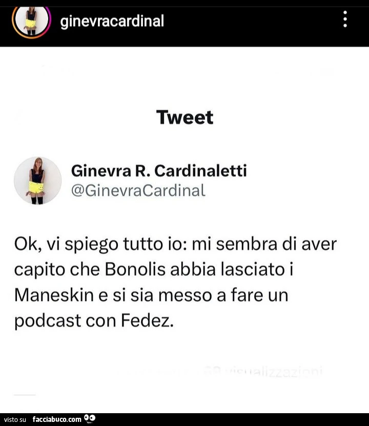 Ok, vi spiego tutto io: mi sembra di aver capito che Bonolis abbia lasciato i maneskin e si sia messo a fare un podcast con fedez