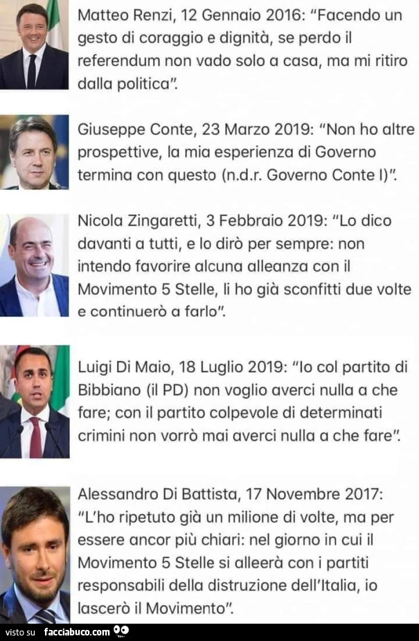 Promesse non mantenute dai politici