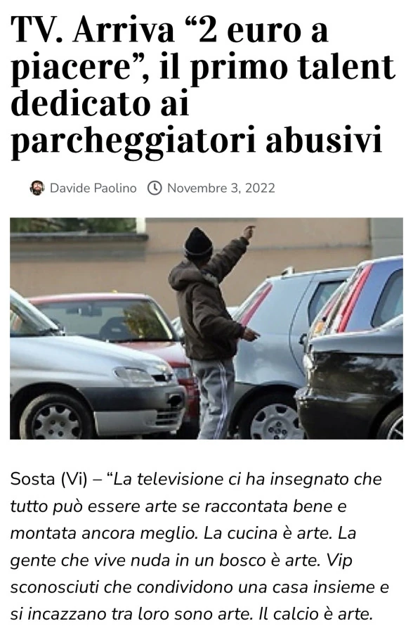Parcheggiatori abusivi talent show arte