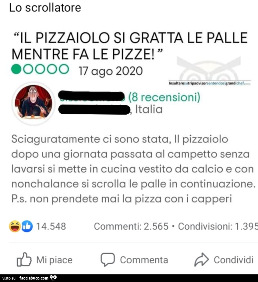 Lo scrollatore. Il pizzaiolo si gratta le palle mentre fa le pizze