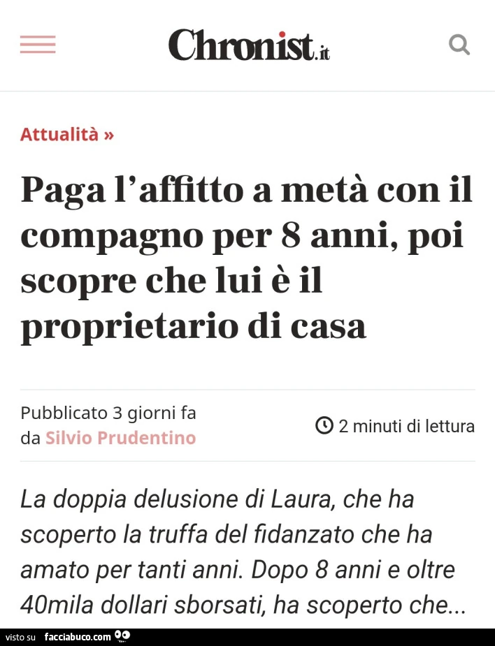 Paga l'affitto a metà con il compagno per 8 anni, poi scopre che lui è il proprietario di casa