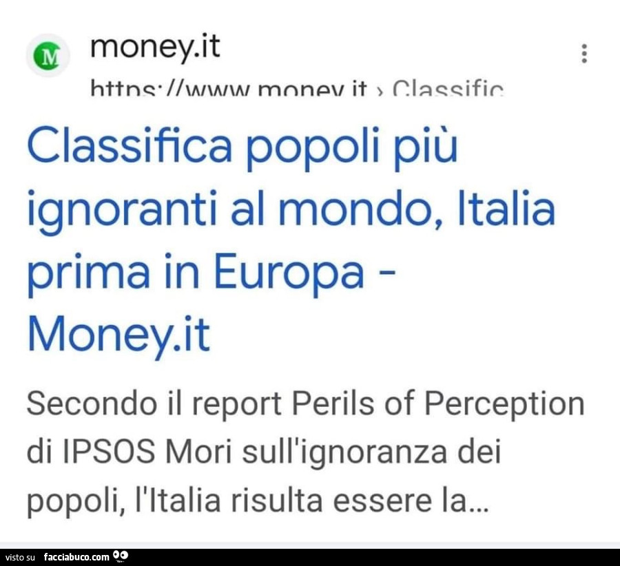 Classifica popoli più ignoranti al mondo, italia prima in europa