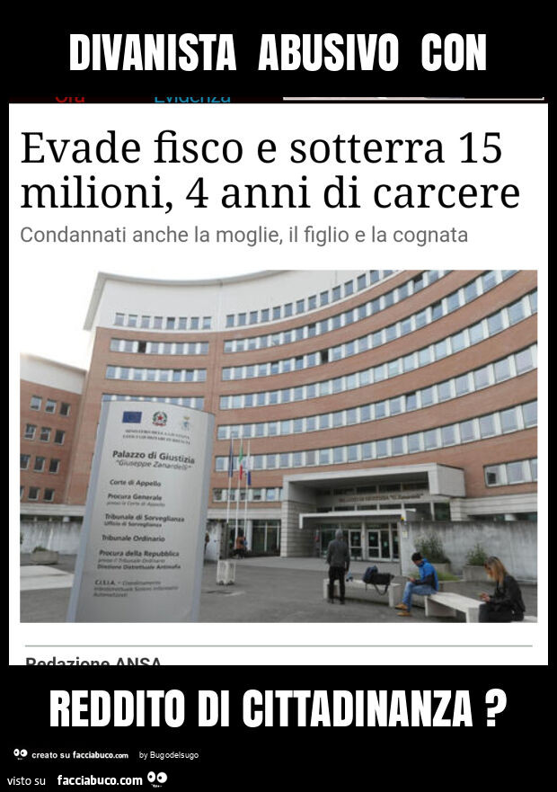 Divanista abusivo con reddito di cittadinanza?