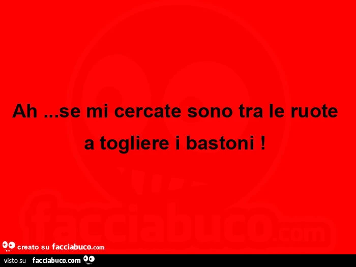 Ah… se mi cercate sono tra le ruote a togliere i bastoni