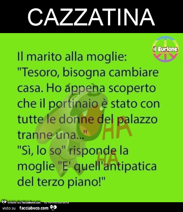 Cazzatina. Il marito alla moglie tesoro bisogna cambiare casa