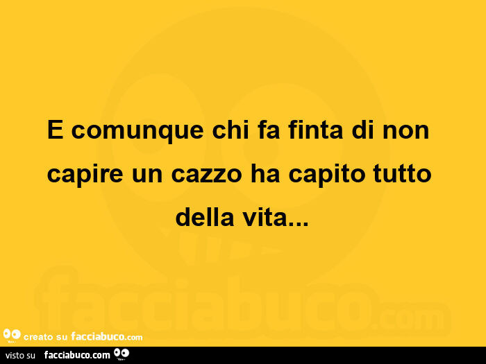 E comunque chi fa finta di non capire un cazzo ha capito tutto della vita