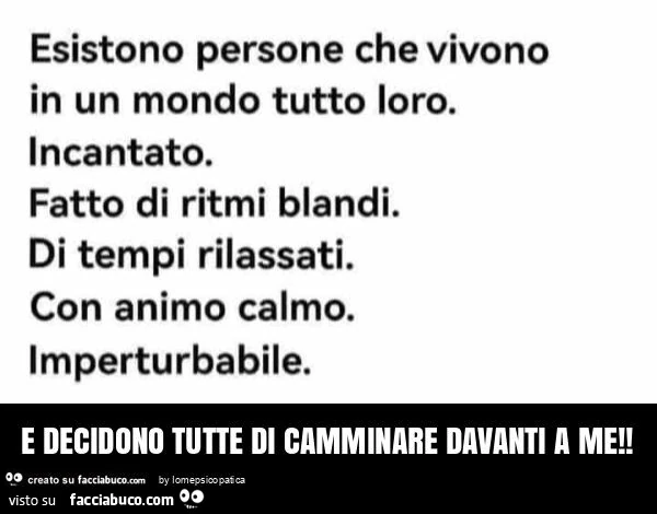 E decidono tutte di camminare davanti a me