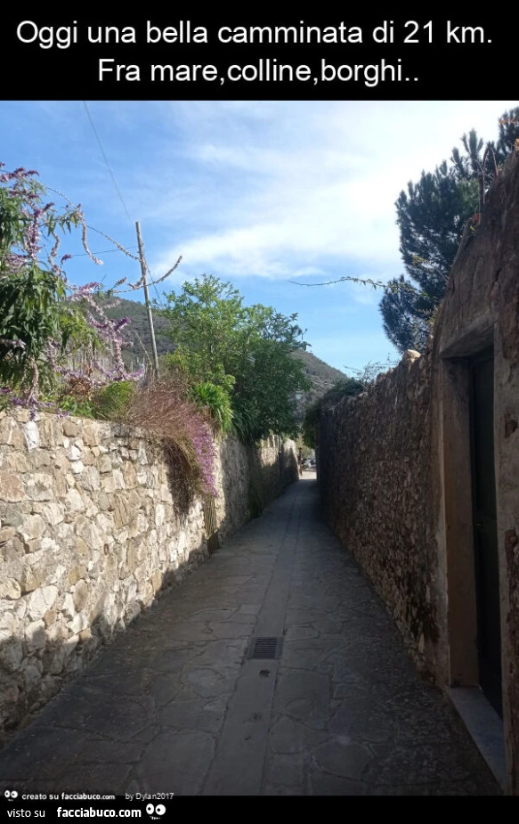 Oggi una bella camminata di 21 km. Fra mare, colline, borghi