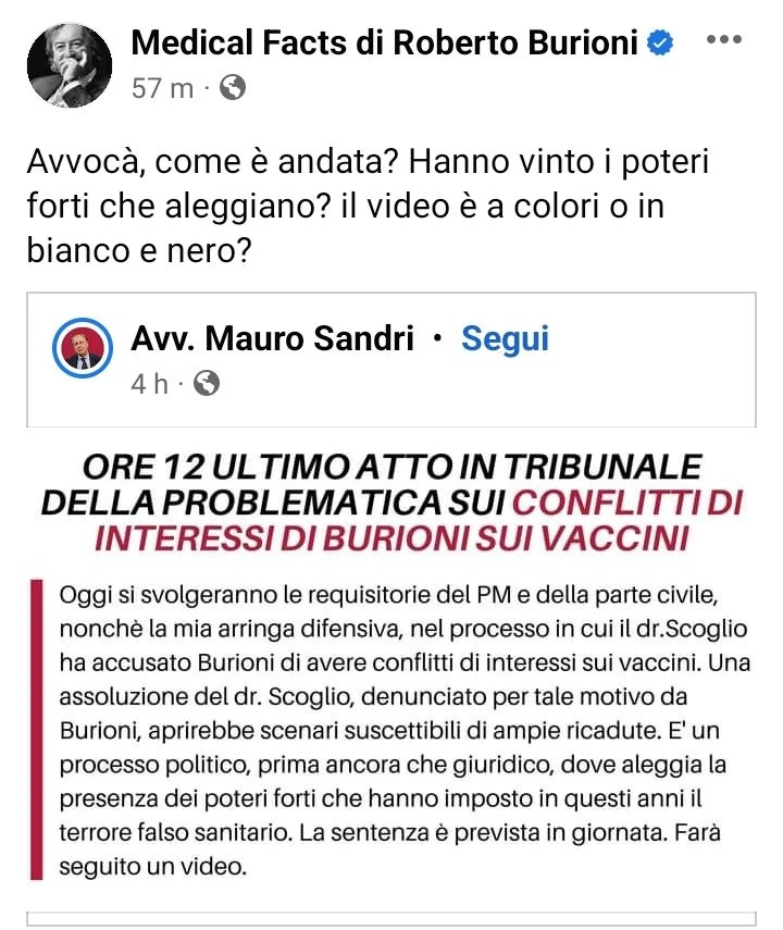 Avvocà, come è andata? Hanno vinto i poteri forti che aleggiano? Il video è a colori o in bianco e nero?