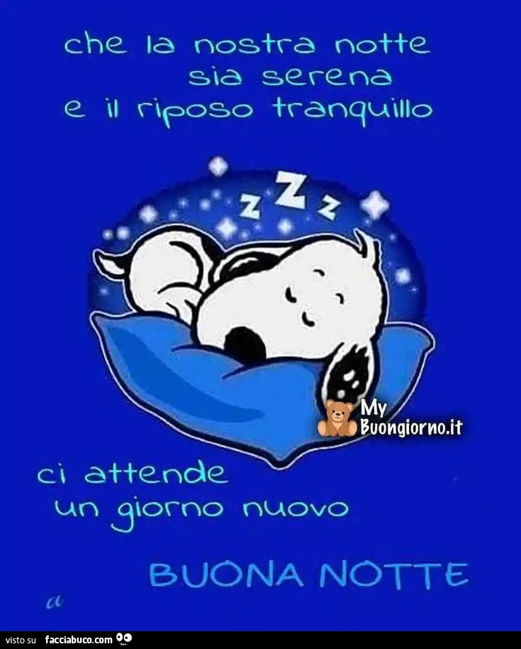 Che la nostra notte sia serena e il riposo tranquillo. Ci attende un giorno nuovo. Buonanotte