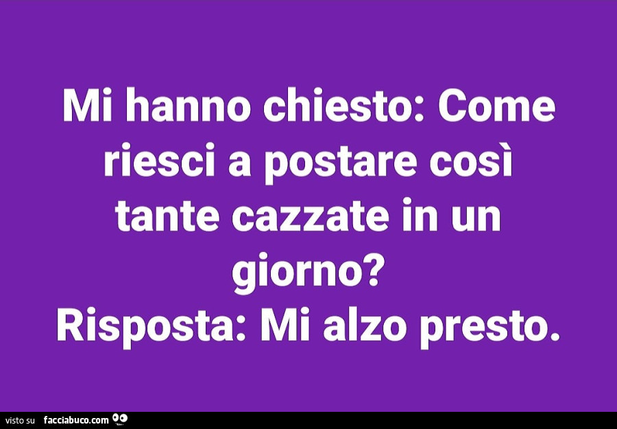 Come puoi dire tante cose stupide in un giorno? Mi alzo presto 