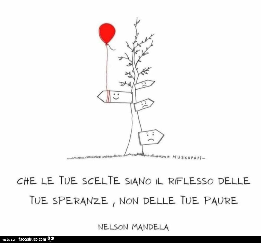 Che le tue scelte siano il riflesso delle tue speranze non delle tue paure. Nelson Mandela